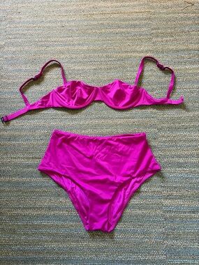 CUUP Hot Pink Underwire Bikini Set (34C/L bottom)